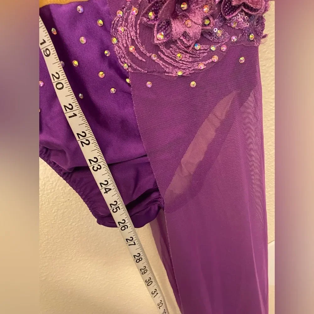 Competition Custom Solo illusion Dance Costume purple contemporary lyrical MA